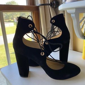 Marc Fisher Black Suede Lace-Up Heels